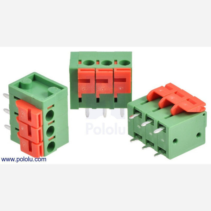 Screwless Terminal Block: 3-Pin, 0.2" Pitch, Top Entry (3-Pack)