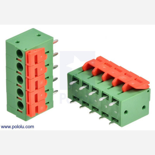 Screwless Terminal Block: 5-Pin, 0.2" Pitch, Top Entry (2-Pack)