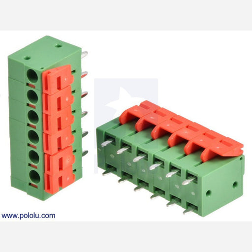 Screwless Terminal Block: 6-Pin, 0.2" Pitch, Top Entry (2-Pack)