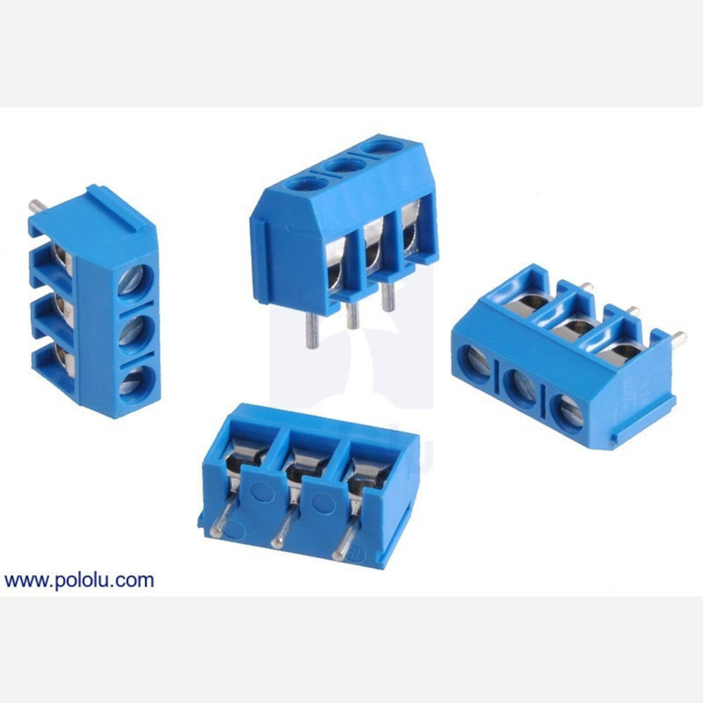 Screw Terminal Block: 3-Pin, 5 mm Pitch, Side Entry (4-Pack)