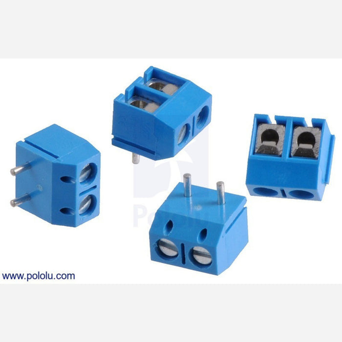 Screw Terminal Block: 2-Pin, 5 mm Pitch, Top Entry (4-Pack)