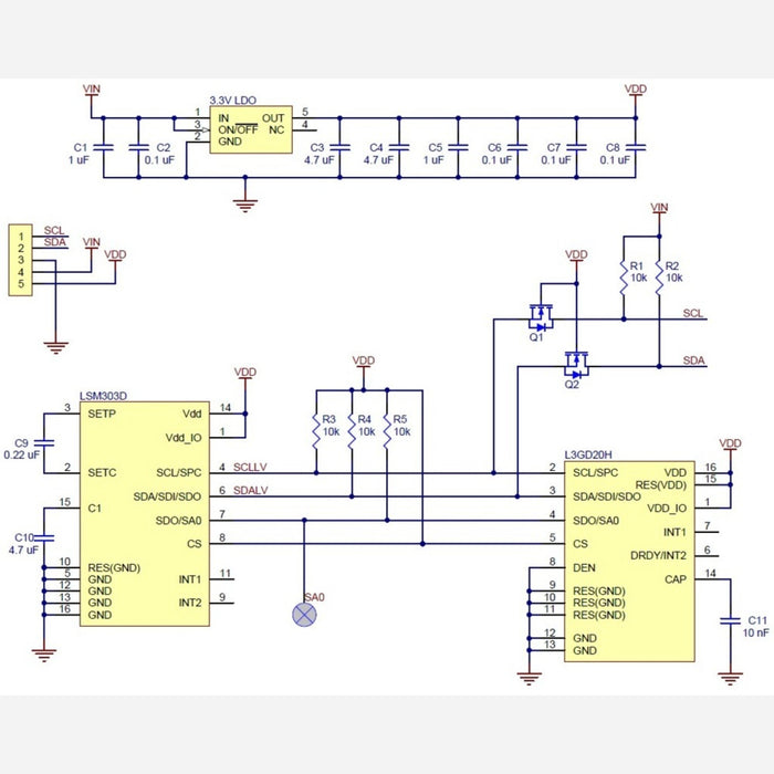 MinIMU-9 v3 Gyro, Accelerometer, and Compass (L3GD20H and LSM303D Carrier)