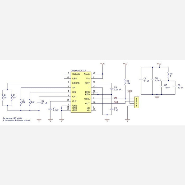 Pololu Carrier for Sharp GP2Y0A60SZLF Analog Distance Sensor, 5V