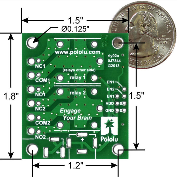 Pololu Basic 2-Channel SPDT Relay Carrier with 5VDC Relays (Assembled)