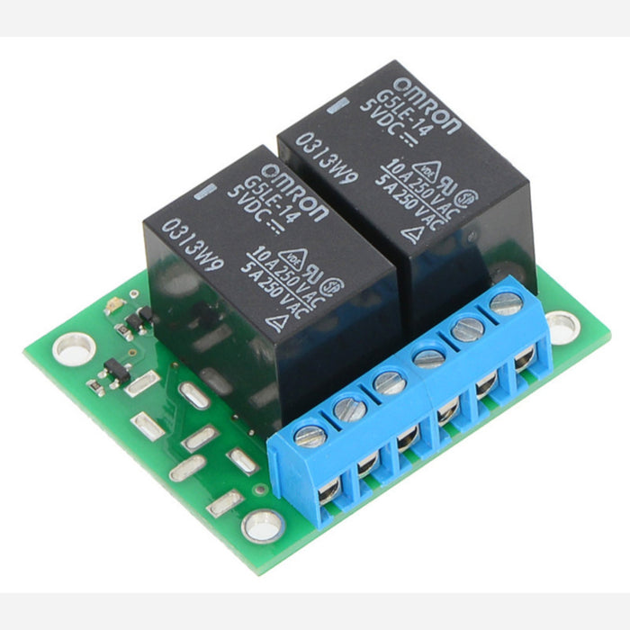 Pololu Basic 2-Channel SPDT Relay Carrier with 5VDC Relays (Partial Kit)