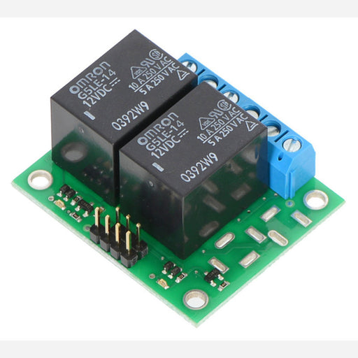 Pololu Basic 2-Channel SPDT Relay Carrier with 12VDC Relays (Assembled)