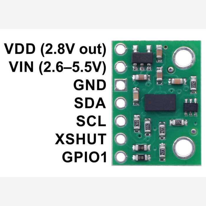 VL53L0X Time-of-Flight Distance Sensor Carrier with Voltage Regulator, 200cm Max