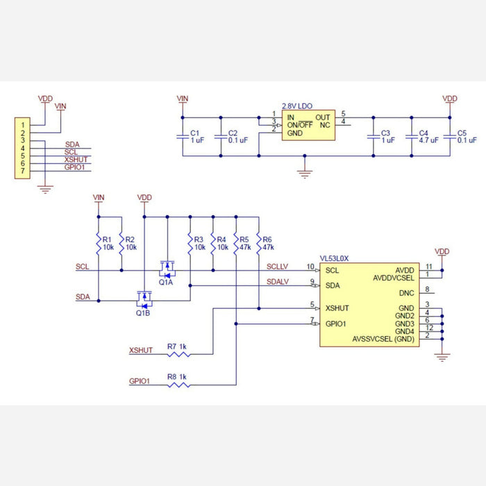 VL53L0X Time-of-Flight Distance Sensor Carrier with Voltage Regulator, 200cm Max