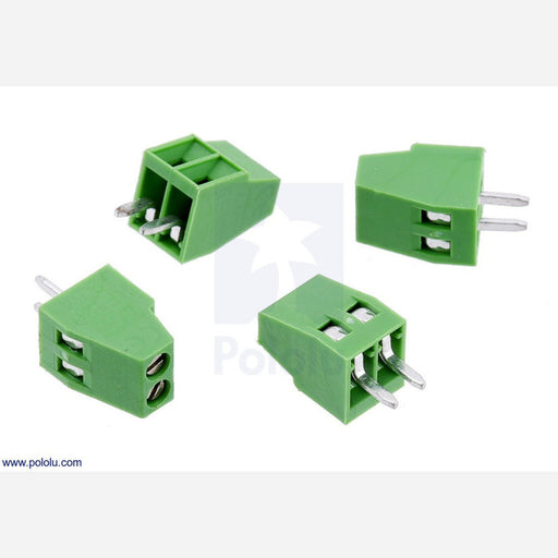 Screw Terminal Block: 2-Pin, 0.1" Pitch, Side Entry (4-Pack)