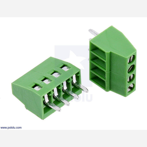 Screw Terminal Block: 4-Pin, 0.1" Pitch, Side Entry (2-Pack)