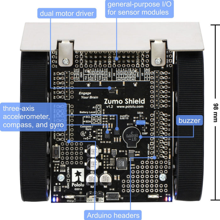 Zumo Robot for Arduino, v1.2 (Assembled with 75:1 HP Motors)