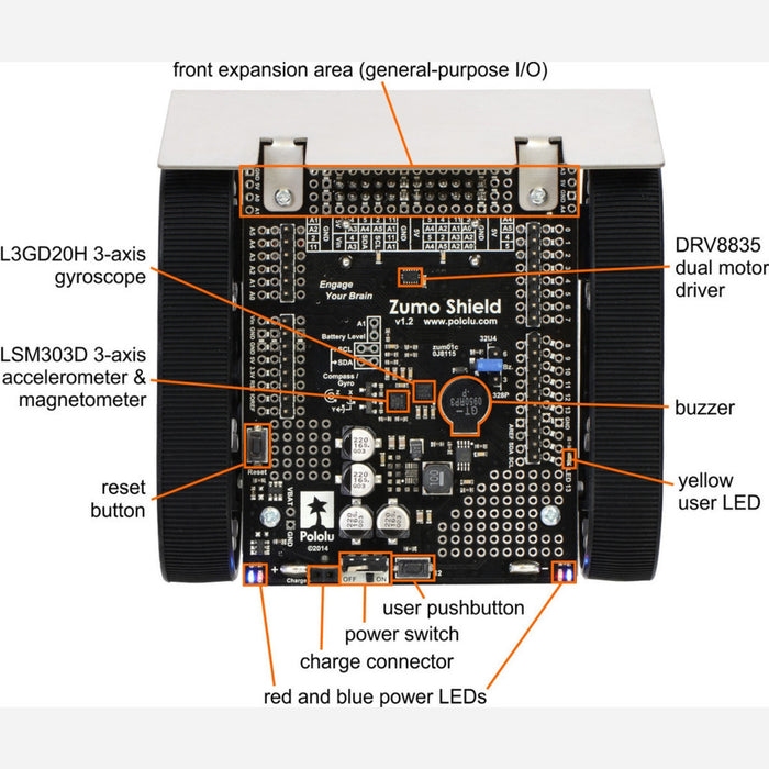 Zumo Robot for Arduino, v1.2 (Assembled with 75:1 HP Motors)