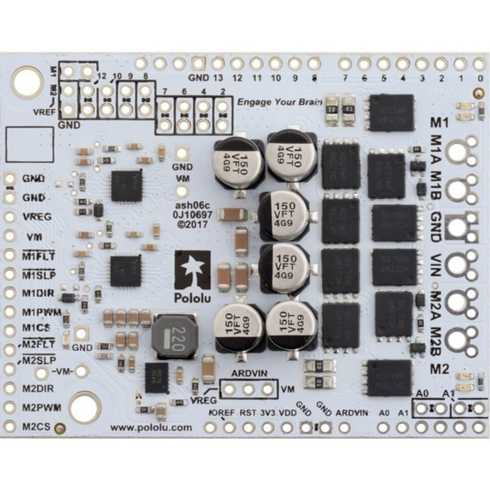 Pololu Dual G2 High-Power Motor Driver 18v22 Shield for Arduino