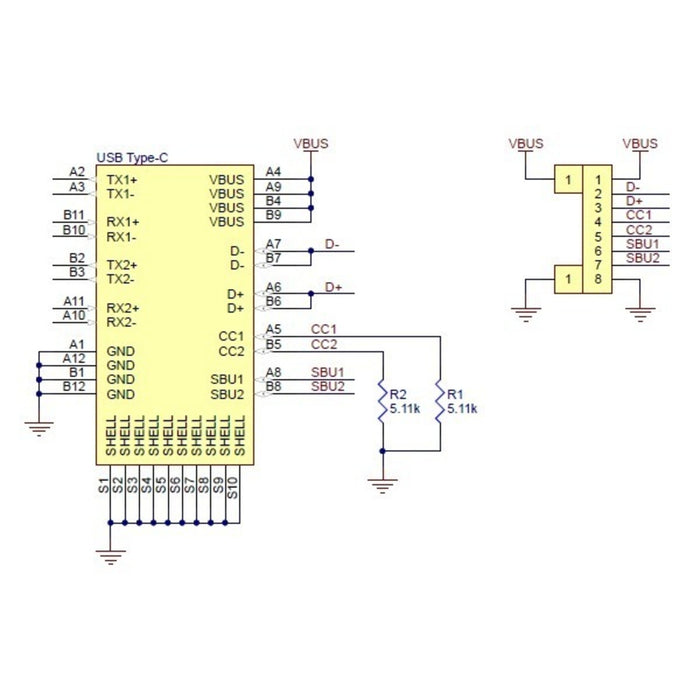 USB 2.0 Type-C Connector Breakout Board