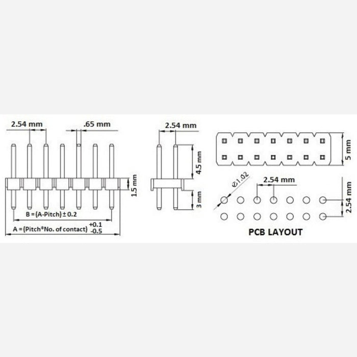 0.100" (2.54 mm) Low-Profile Male Header: 2x7-Pin, 8.75 mm