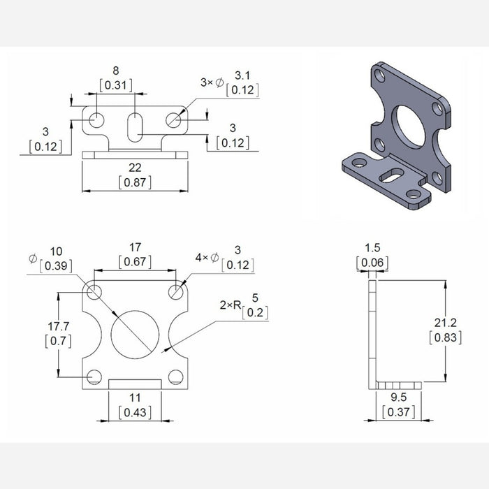 Pololu Stamped Aluminum L-Bracket Pair for Plastic Gearmotors