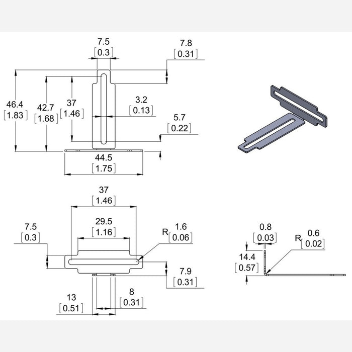 Bracket Pair for Sharp GP2Y0A02, GP2Y0A21, and GP2Y0A41 Distance Sensors - Multi-Option