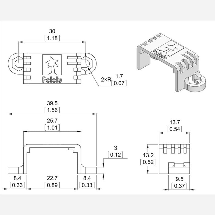 Pololu Mini Plastic Gearmotor Bracket Pair - Wide