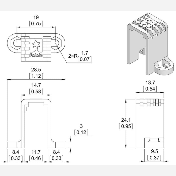 Pololu Mini Plastic Gearmotor Bracket Pair - Tall