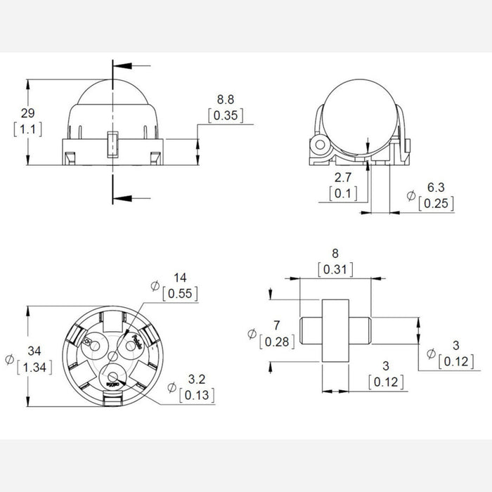 Pololu Ball Caster with 1" Plastic Ball and Ball Bearings