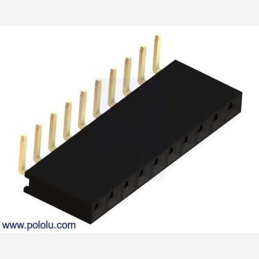 0.100" (2.54 mm) Female Header: 1x10-Pin, Right-Angle