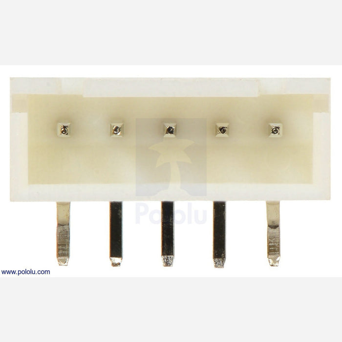 2.5 mm JST XH-Style Shrouded Male Connector: 5-Pin, Right Angle Extended (2-Pack)