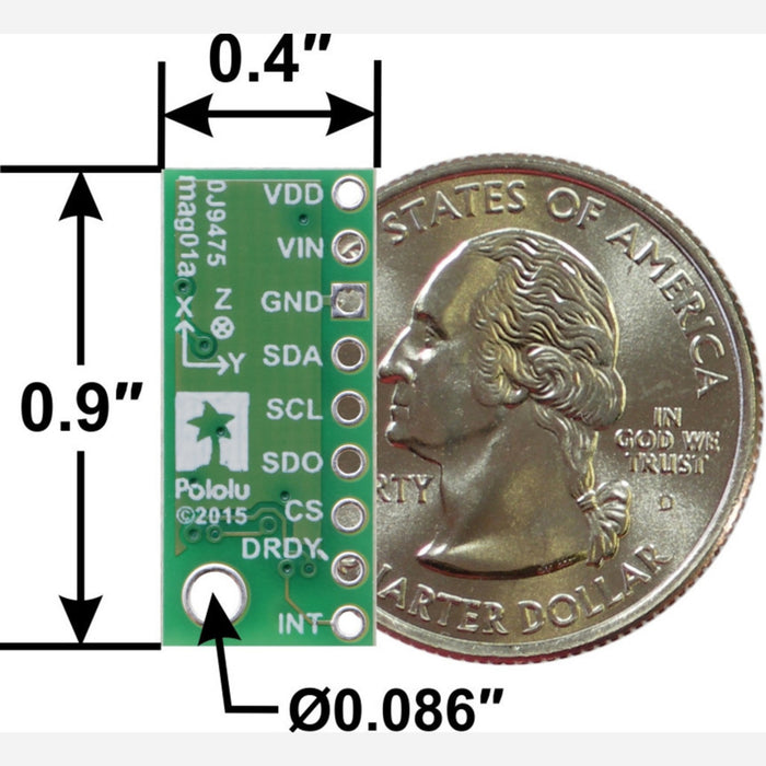 LIS3MDL 3-Axis Magnetometer Carrier with Voltage Regulator