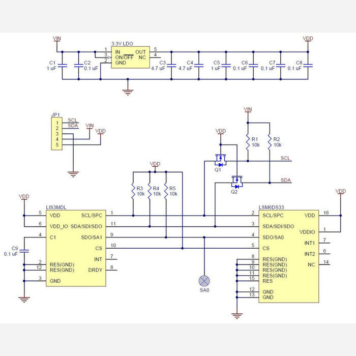 MinIMU-9 v5 Gyro, Accelerometer, and Compass (LSM6DS33 and LIS3MDL Carrier)