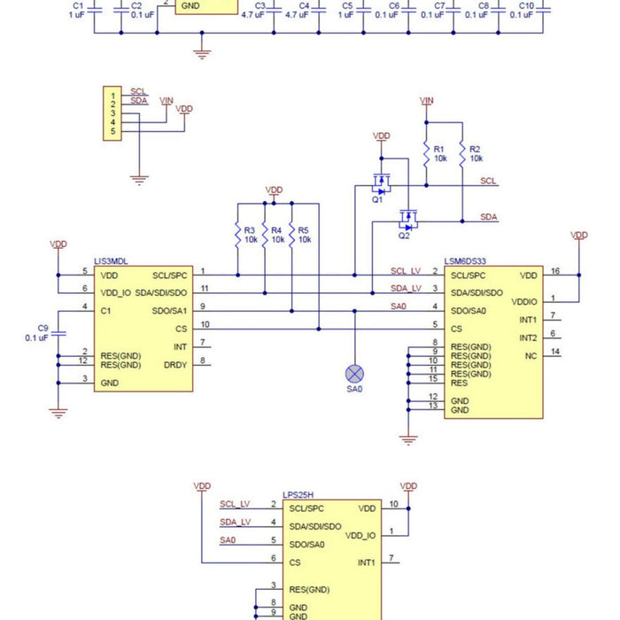 AltIMU-10 v5 Gyro, Accelerometer, Compass, and Altimeter (LSM6DS33, LIS3MDL, and LPS25H Carrier)