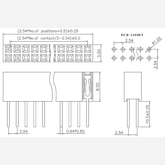 Stackable 0.100" Female Header: 2x13-pin, Straight