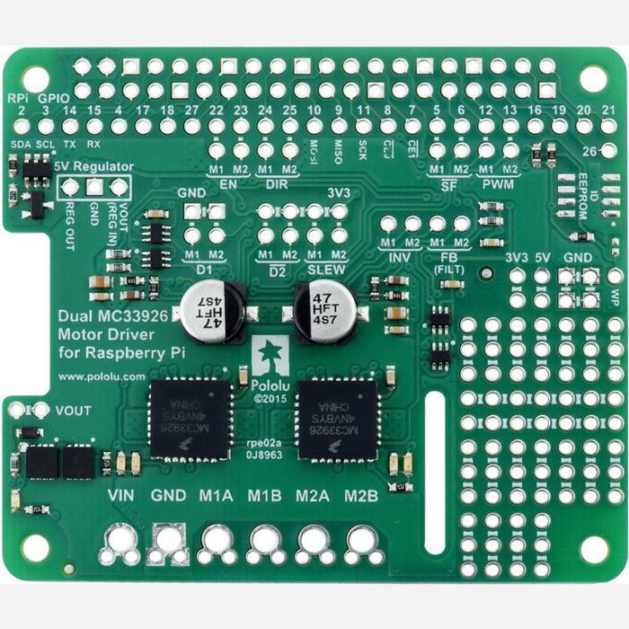 Pololu Dual MC33926 Motor Driver for Raspberry Pi (Partial Kit)