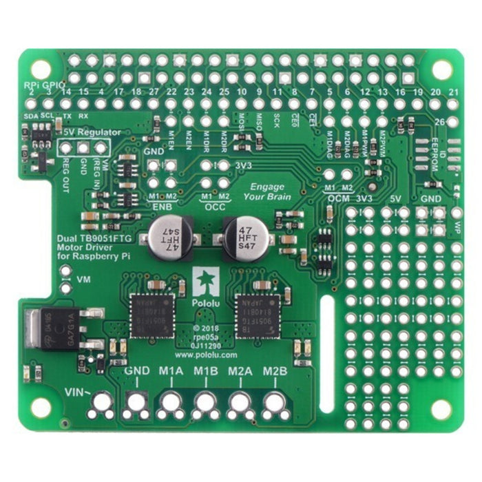 Dual TB9051FTG Motor Driver for Raspberry Pi (Partial Kit)