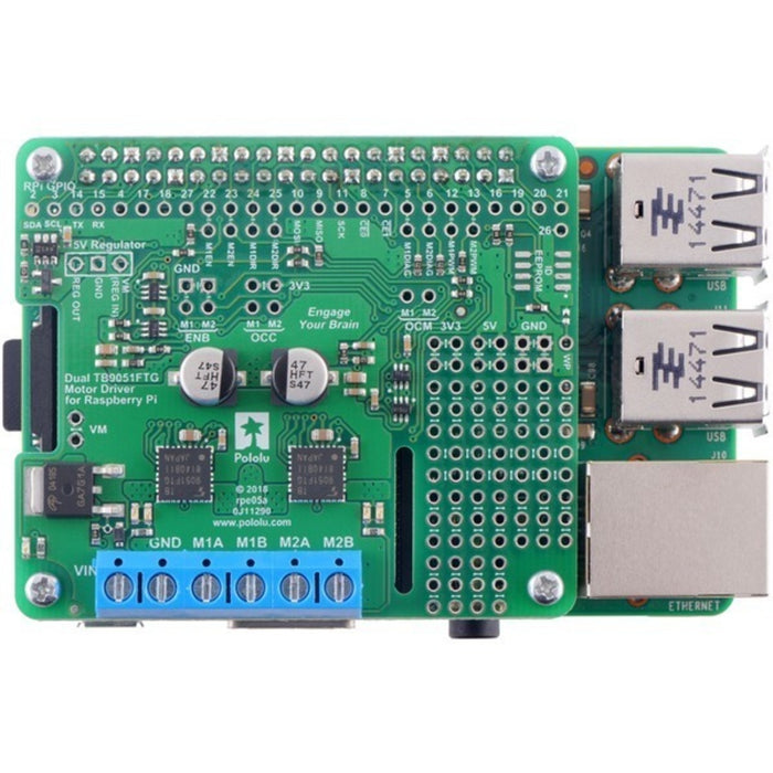 Dual TB9051FTG Motor Driver for Raspberry Pi (Assembled)