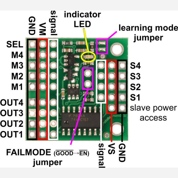 Pololu 4-Channel RC Servo Multiplexer (Assembled)