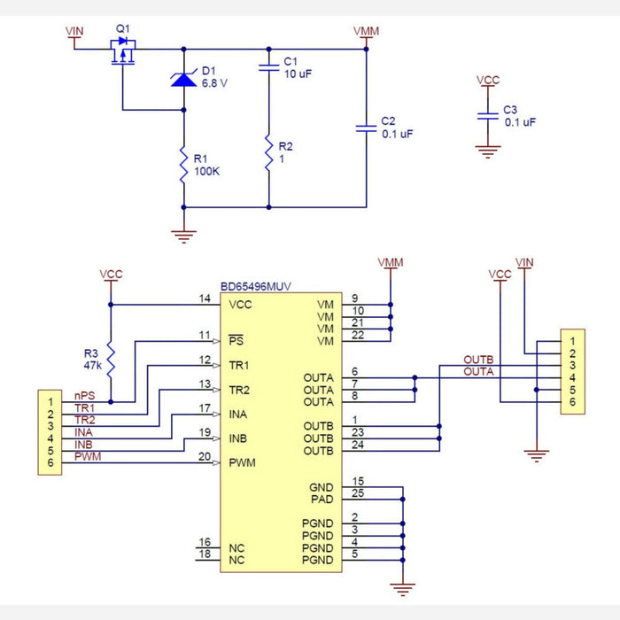 BD65496MUV Single Brushed DC Motor Driver Carrier