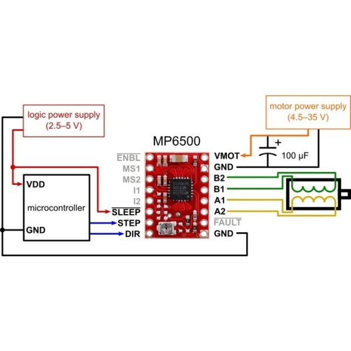 MP6500 Stepper Motor Driver Carrier, Potentiometer Current Control