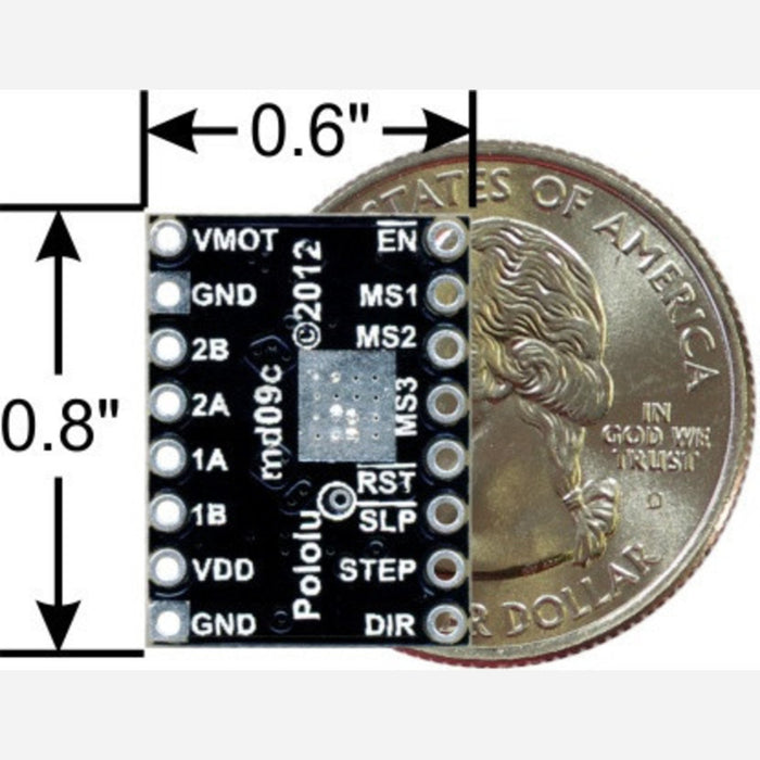 A4988 Stepper Motor Driver Carrier, Black Edition (Bulk, No Header Pins)