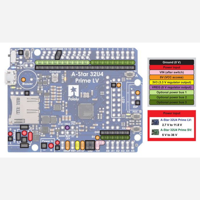 A-Star 32U4 Prime LV microSD (SMT Components Only)