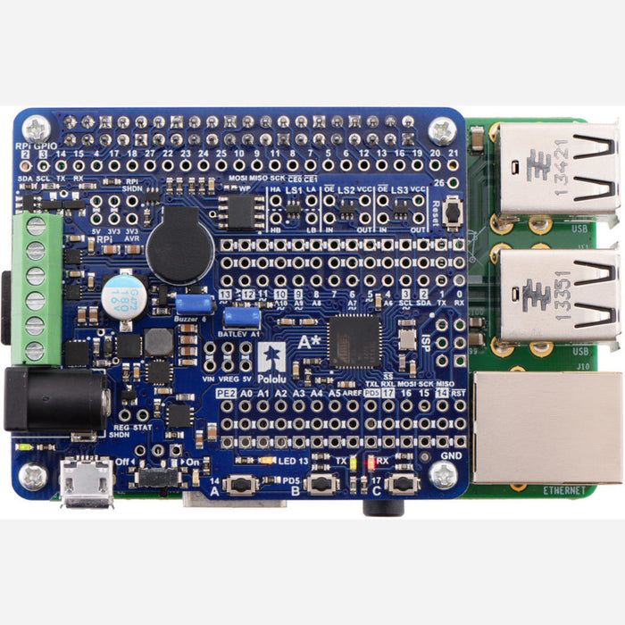 A-Star 32U4 Robot Controller LV with Raspberry Pi Bridge (SMT Components Only)