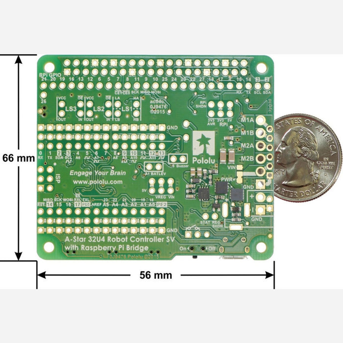 A-Star 32U4 Robot Controller SV with Raspberry Pi Bridge (SMT Components Only)