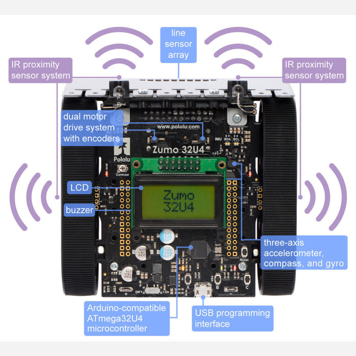 Zumo 32U4 Robot (Assembled with 50:1 HP Motors)