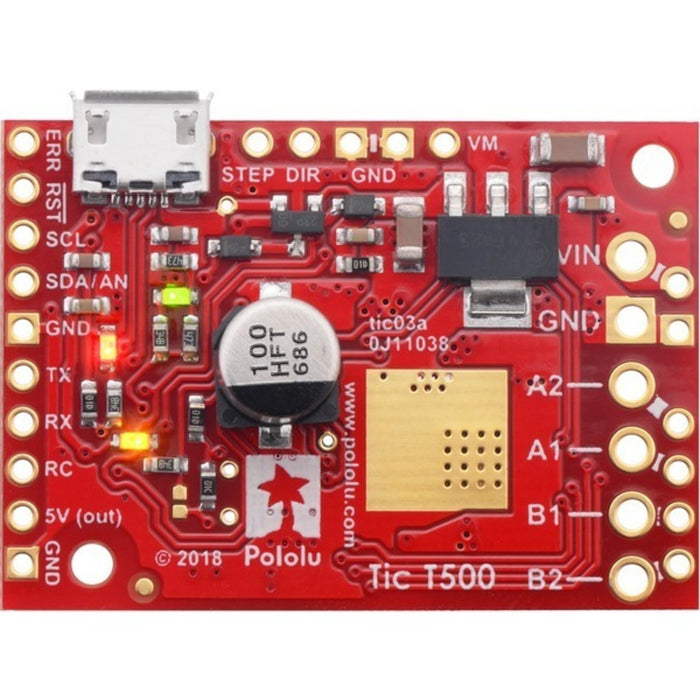 Tic T500 USB Multi-Interface Stepper Motor Controller (Connectors Soldered)