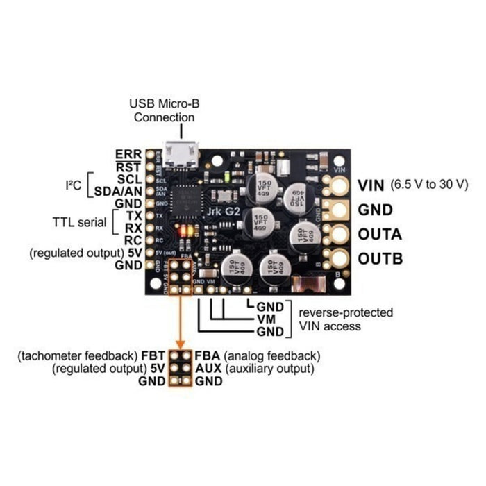 Jrk G2 18v27 USB Motor Controller with Feedback