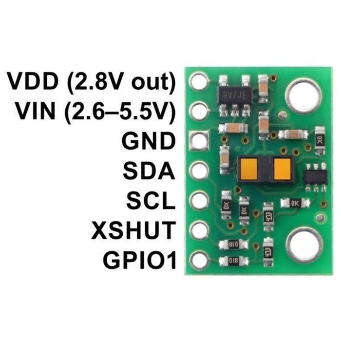 VL53L1X Time-of-Flight Distance Sensor Carrier with Voltage Regulator, 400cm Max