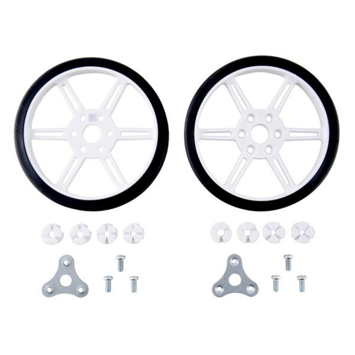 Pololu Multi-Hub Wheel w/Inserts for 3mm and 4mm Shafts - 80×10mm, Black, 2-pack