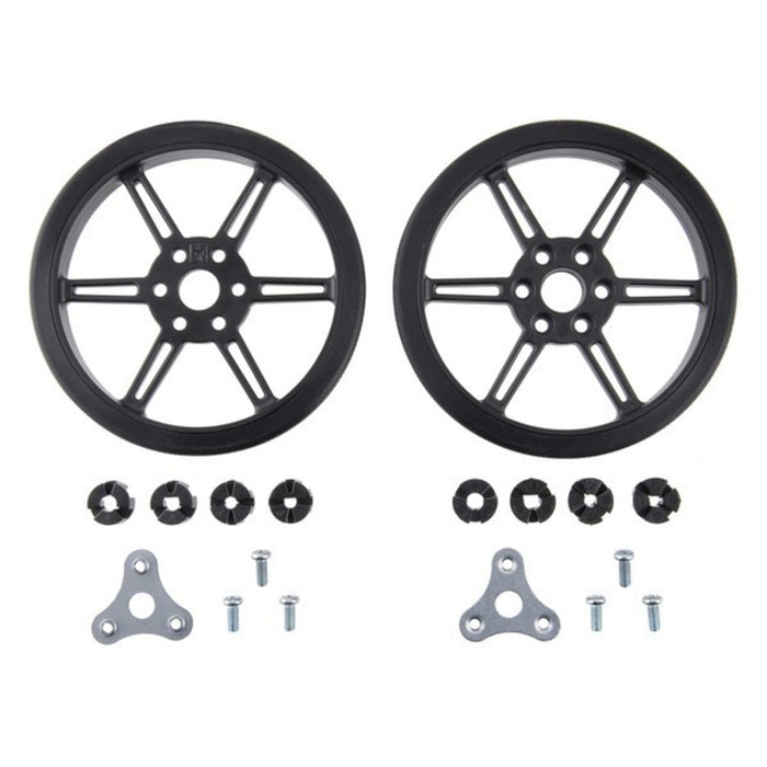 Pololu Multi-Hub Wheel w/Inserts for 3mm and 4mm Shafts - 80×10mm, Black, 2-pack