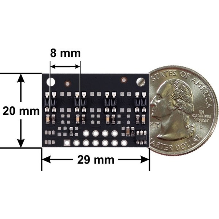 QTR-MD-04RC Reflectance Sensor Array: 4-Channel, 8mm Pitch, RC Output