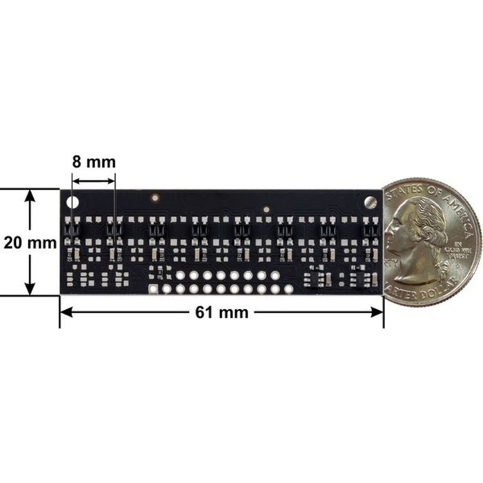 QTR-MD-08RC Reflectance Sensor Array: 8-Channel, 8mm Pitch, RC Output