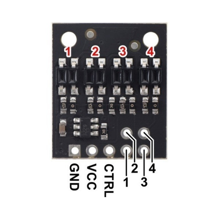 QTR-HD-04A Reflectance Sensor Array: 4-Channel, 4mm Pitch, Analog Output