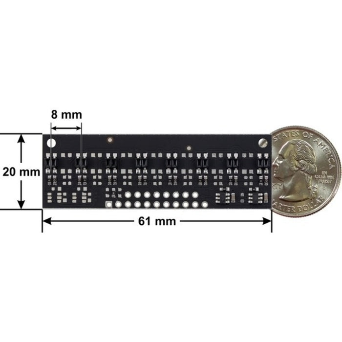 QTR-MD-08A Reflectance Sensor Array: 8-Channel, 8mm Pitch, Analog Output